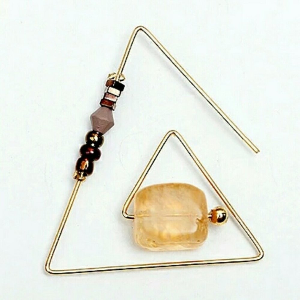 Artisan Made 18K GP Triangle Threader Earrings - Picture 3 of 4